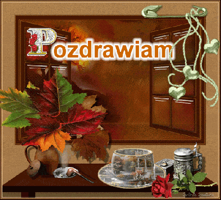 Pozdrawiam deszcz jesienny kawa
